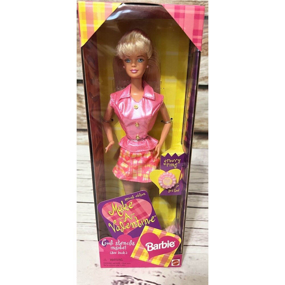 Make a Valentine Barbie Doll Vintage 1998 #20339 Cool Stencils & Groovy Ring NEW